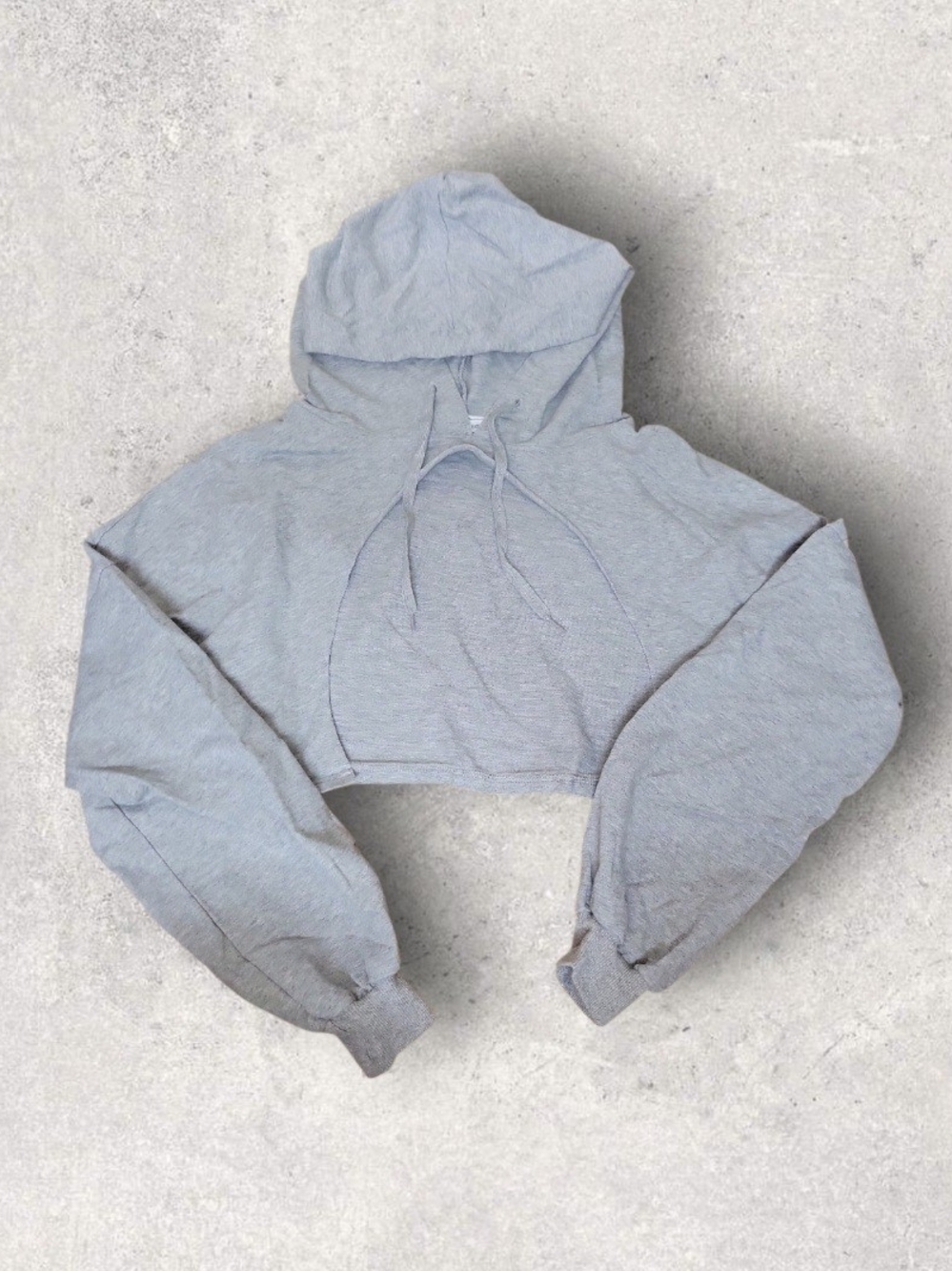 Cropped Hooded Sweatshirt - Light Gray